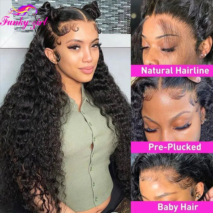 Water Wave Human Hair Wigs Brazilian Curly Lace Front Wig For Women 200% Density Remy Hair 13x4 13x6 Lace Frontal Deep Wave Wig
