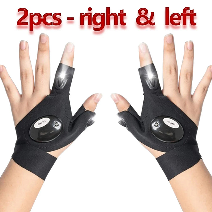 LED Flashlight Gloves – Waterproof Fingerless Gloves for Running, Cycling, Fishing & Camping