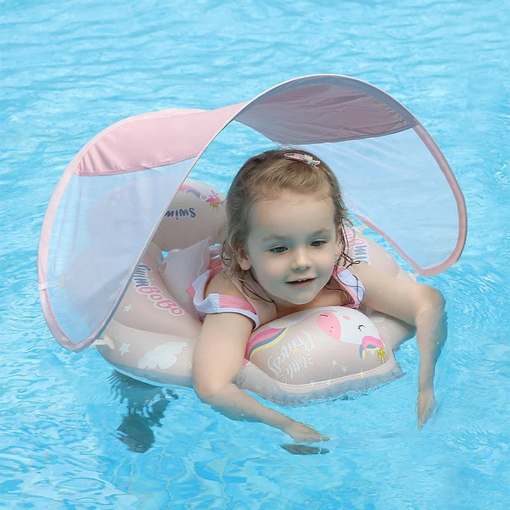 Baby Swimming Float With Canopy Inflatable Infant Ring Kids Pool Accessories Circle Bathing Summer Toys