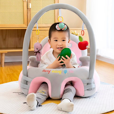 Cartoon Infant Learning Sit Sofa Skin Plush Support Feeding Chair Without Cotton