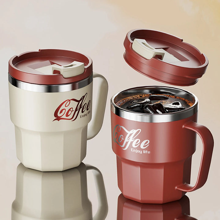 400/480ml Stainless Steel Thermal Cup with Lid and Handle – WORTHBUY