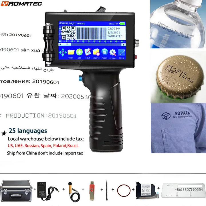 S1730/1750  28 language date number logo expiry date label plastic carton hand jet handheld thermal inkjet printer