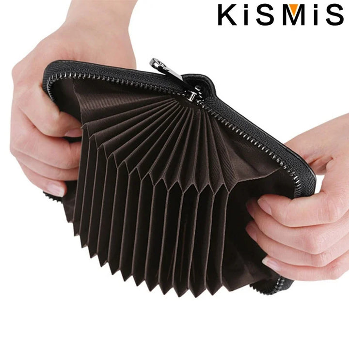Unisex Genuine Leather Card Holder – Compact with Zipper