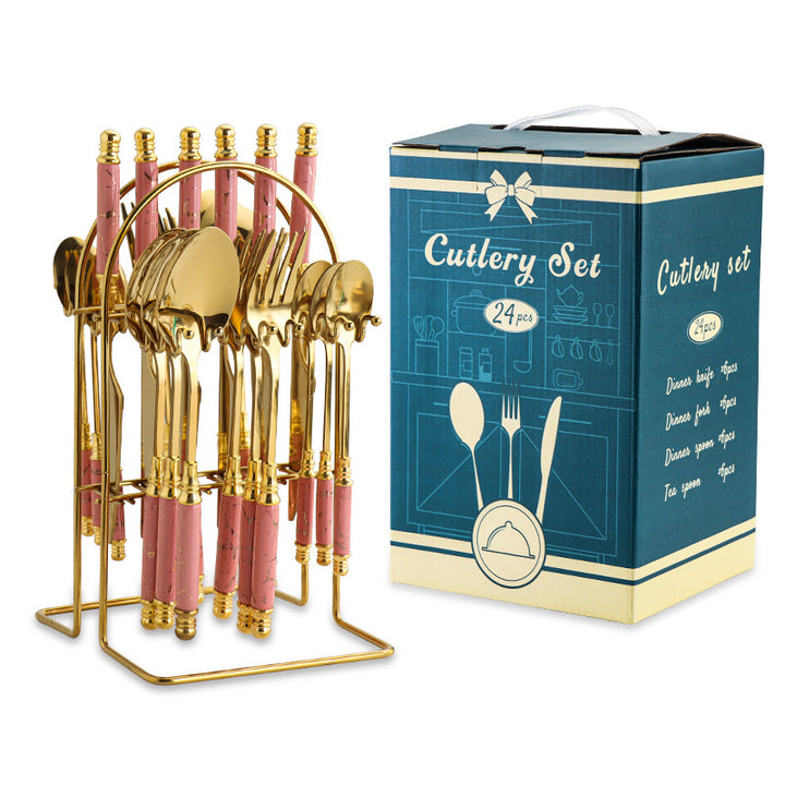 Hammer Pattern Flatware Set – 24 Pcs Knife Fork Spoon