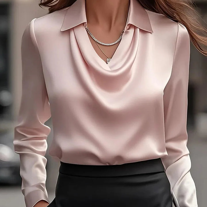 Elegant Women’s Long Sleeve Shirt – Floral and Plain Blouse Summer 2025 | Office Chic Style