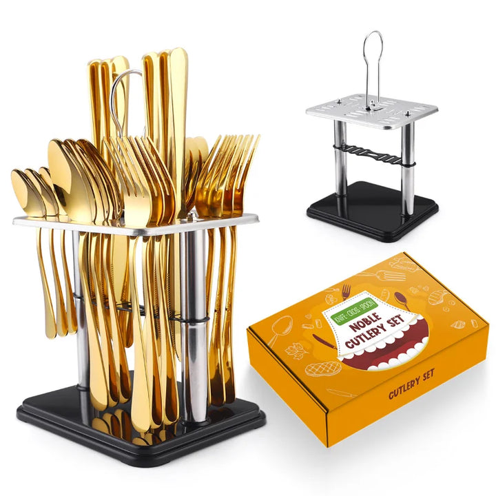 Hammer Pattern Flatware Set – 24 Pcs Knife Fork Spoon