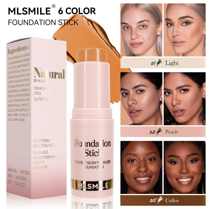 Foundation Stick - Matte Finish, Blendable Cream Formula with Natural Glow, Long-Lasting, Waterproof, Easy-to-Use Makeup