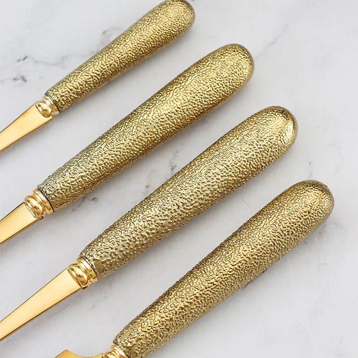 Hammer Pattern Flatware Set – 24 Pcs Knife Fork Spoon