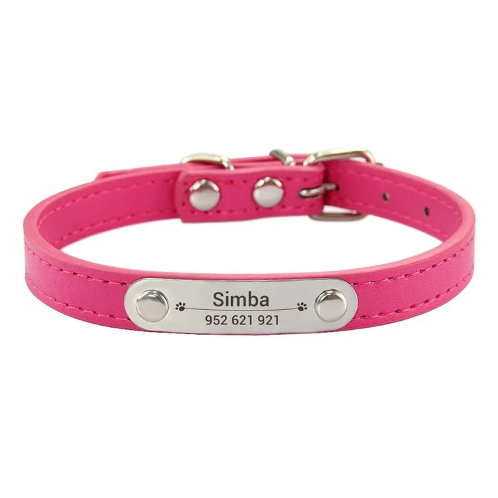 Custom Leather Collar for Dogs and Cats – Padded Comfort with Engraved Name & Phone Number