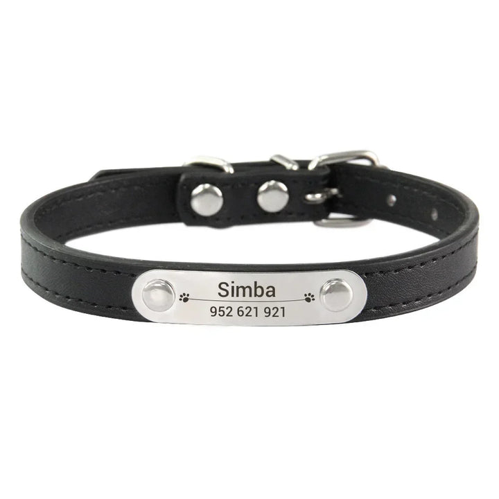 Custom Leather Collar for Dogs and Cats – Padded Comfort with Engraved Name & Phone Number