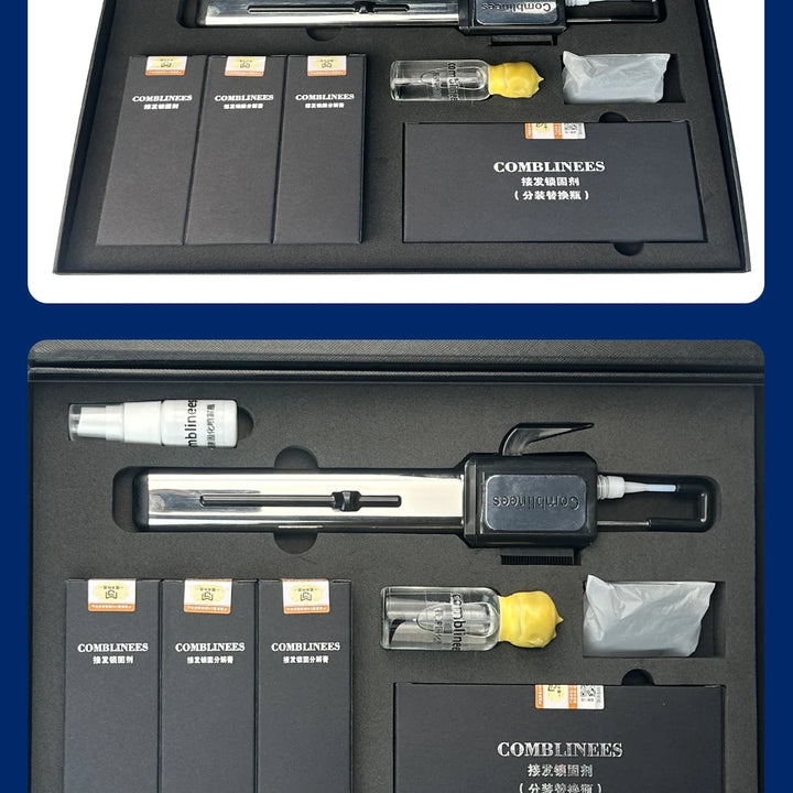 Comblinees Salon Grade Hair Extension Tool Set Fast Curing Agent for Comb Line System No Trace Extensions Easy Application Kits