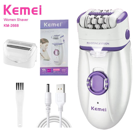Kemei KM-2668 2-in-1 Women's Shaver Body Shaver for Full Body Shaving Women Hair Remover Electric Body Depilation Machine