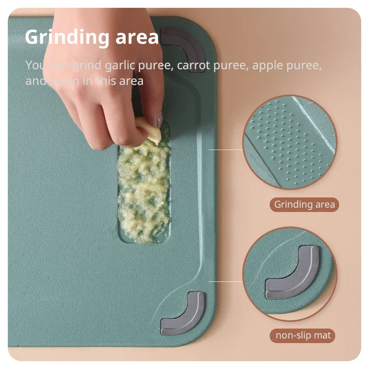 Double-Sided Cutting Board – Stainless Steel and Plastic, Multifunctional for Meats, Vegetables, and Fruits