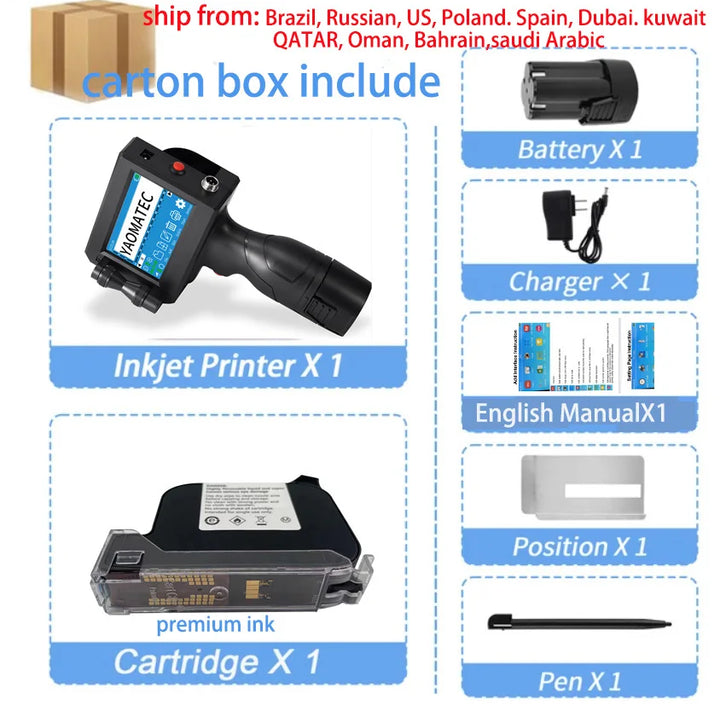S1730/1750  28 language date number logo expiry date label plastic carton hand jet handheld thermal inkjet printer