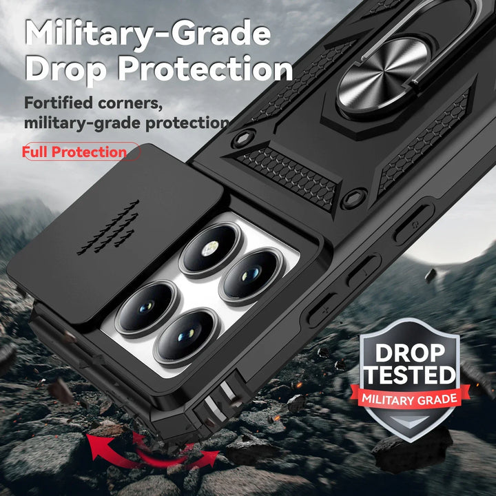 For Xiaomi 14T Pro Case Car Magnetic Ring Stand Rotating Slide Camera Lens Military Grade Armor Shockproof Cover for Xiaomi 14T