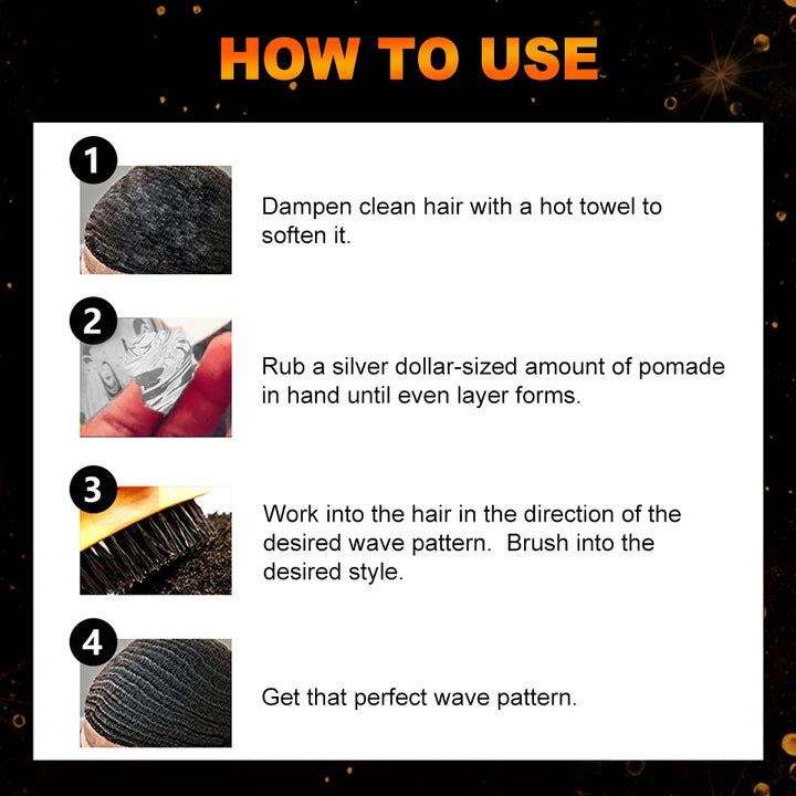 Deep Wave Control Pomade Shampoo Kit Biotin Prevent Hair Loss Edge Control Gel Sport Strong Hold Wave Hair Gel For African Men