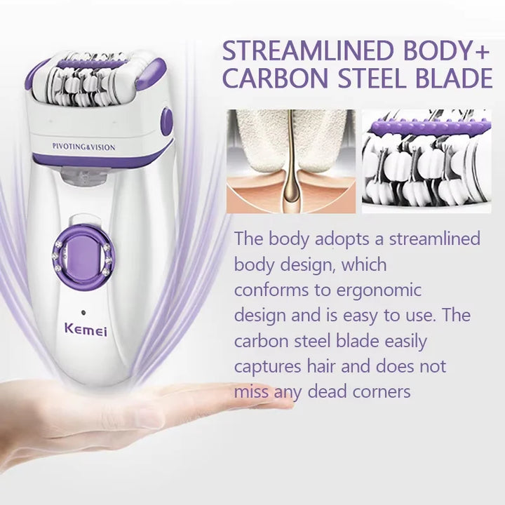 Kemei KM-2668 2-in-1 Women's Shaver Body Shaver for Full Body Shaving Women Hair Remover Electric Body Depilation Machine