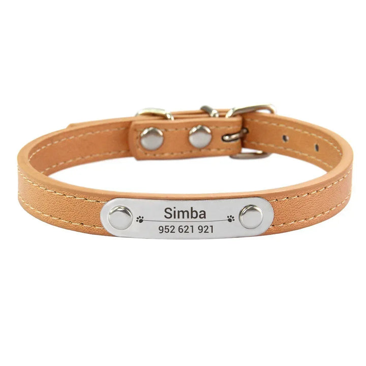 Custom Leather Collar for Dogs and Cats – Padded Comfort with Engraved Name & Phone Number