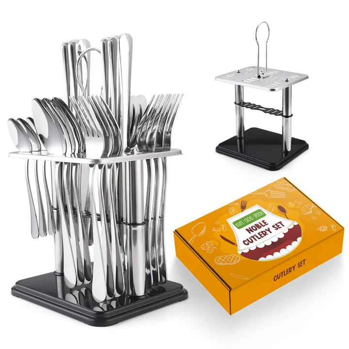 Hammer Pattern Flatware Set – 24 Pcs Knife Fork Spoon