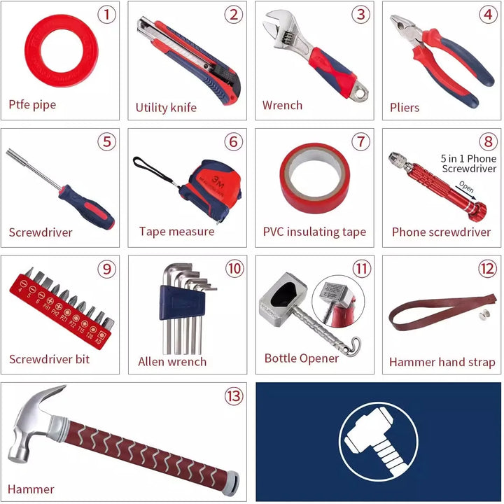Complete Tool Kit – Hammer, Screwdrivers, Pliers & More