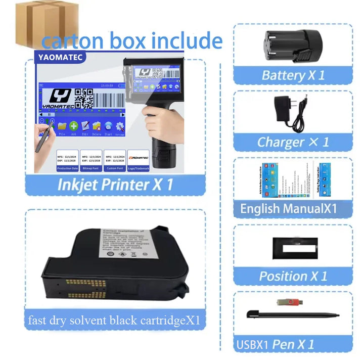 S1730/1750  28 language date number logo expiry date label plastic carton hand jet handheld thermal inkjet printer