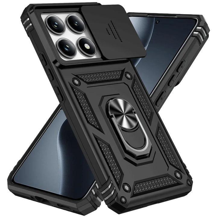 For Xiaomi 14T Pro Case Car Magnetic Ring Stand Rotating Slide Camera Lens Military Grade Armor Shockproof Cover for Xiaomi 14T