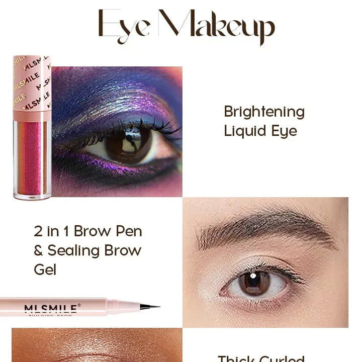 Face Makeup Set Portable Travel Size Lip Mud Mascara Blush Eyeliner Eyeshadow Contour Stick Highlighter Foundation Eyebrow Pen