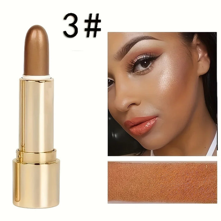 1pc/3pcs/Highlight And Contour Stick, Side Shadow Face Concealer Highlighter Stick, Golden Tube Pearl Shimmering Concealer Stick