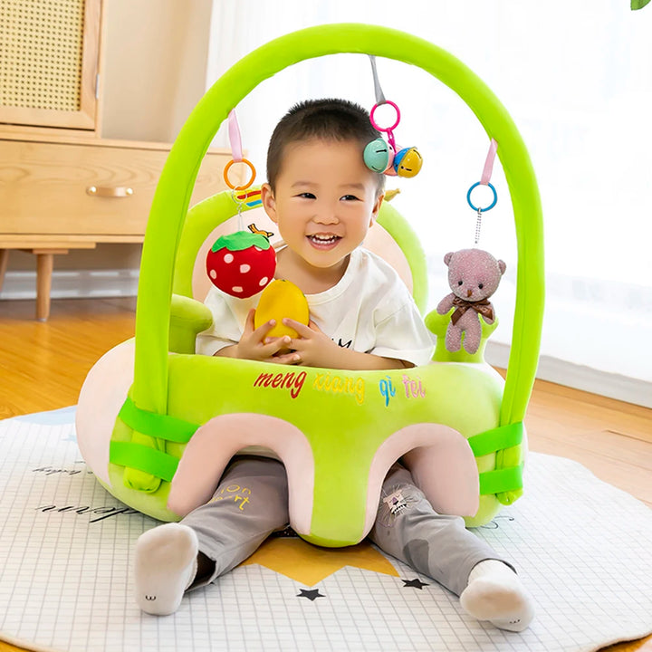 Cartoon Infant Learning Sit Sofa Skin Plush Support Feeding Chair Without Cotton