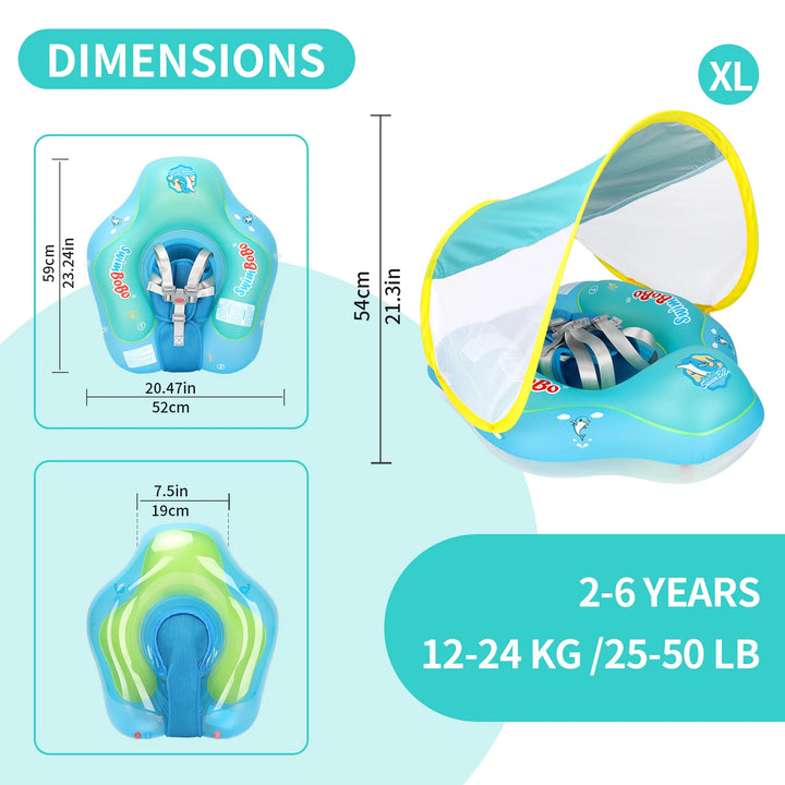 Swimbobo New Upgrade Baby Swimming Pool Float With Canopy Inflatable Infant Floating Ring Kids Swim Circle Bathing Summer Toys