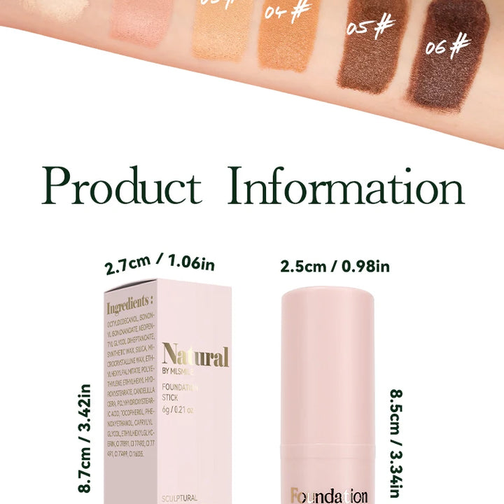 Foundation Stick - Matte Finish, Blendable Cream Formula with Natural Glow, Long-Lasting, Waterproof, Easy-to-Use Makeup