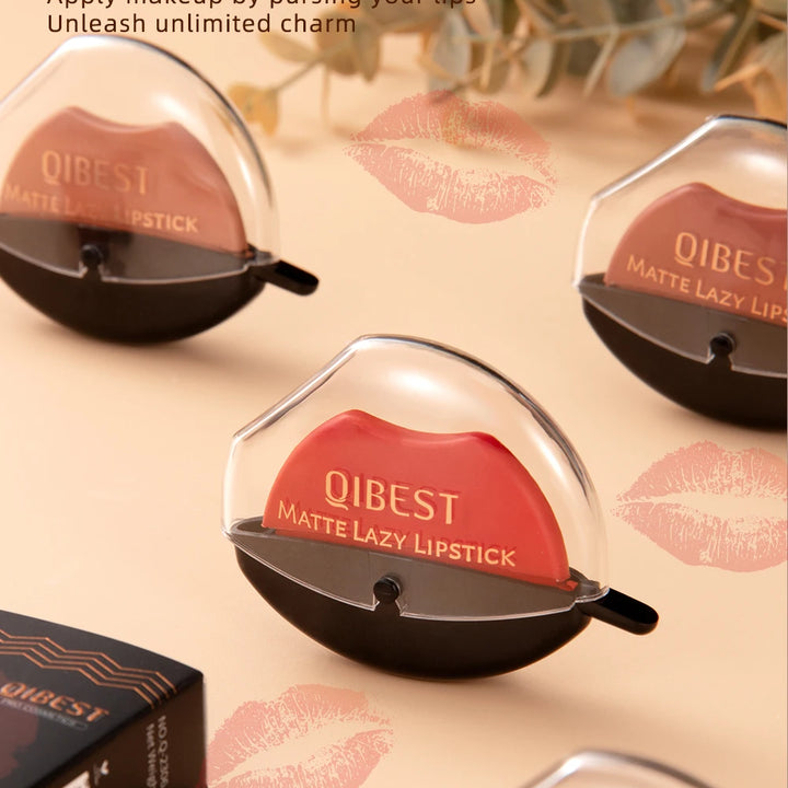 Lip-shaped lipstick seal Sip into makeup lazy blush lipstick Matte makeup effect Moisturizing lip gloss Waterproof non-stick cup