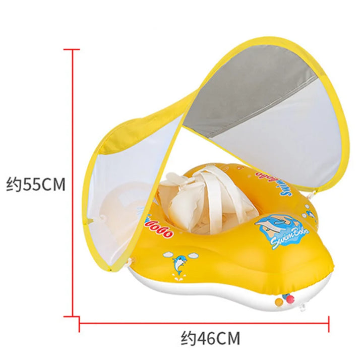 Baby Swimming Float With Canopy Inflatable Infant Ring Kids Pool Accessories Circle Bathing Summer Toys