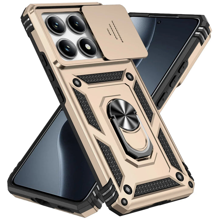 For Xiaomi 14T Pro Case Car Magnetic Ring Stand Rotating Slide Camera Lens Military Grade Armor Shockproof Cover for Xiaomi 14T