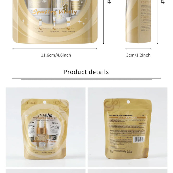 LAIKOU Revitalizing Skincare Set – Snail Moisturizing Cream | Unisex | Face Use | 3-Year Shelf Life