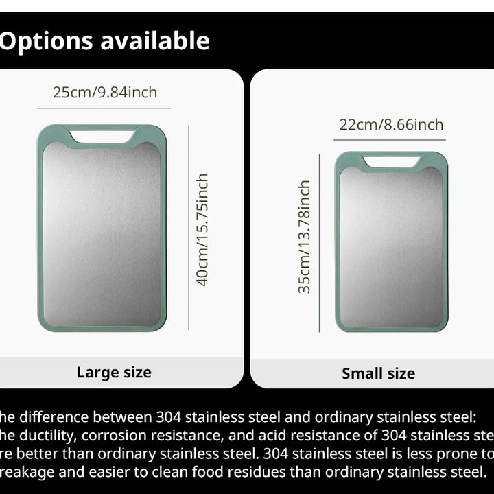 Double-Sided Cutting Board – Stainless Steel and Plastic, Multifunctional for Meats, Vegetables, and Fruits
