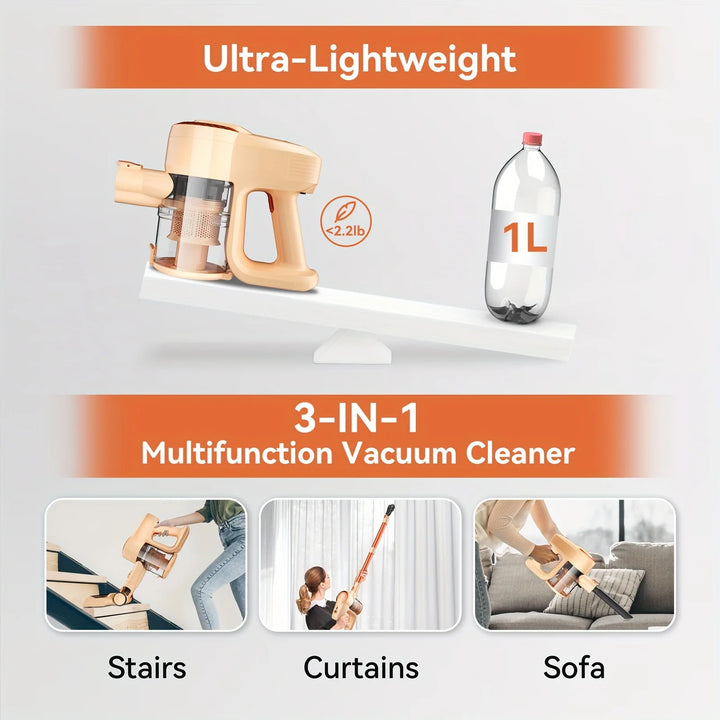 INSE N3003 Cordless Vacuum Cleaner – 175W, Portable with HEPA Filter