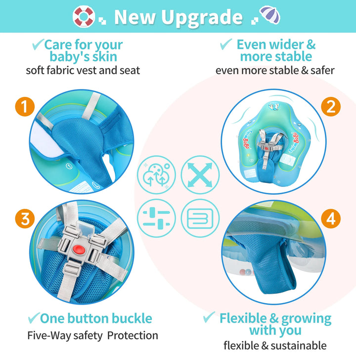 Swimbobo New Upgrade Baby Swimming Pool Float With Canopy Inflatable Infant Floating Ring Kids Swim Circle Bathing Summer Toys