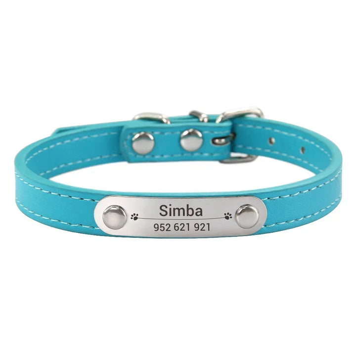 Custom Leather Collar for Dogs and Cats – Padded Comfort with Engraved Name & Phone Number