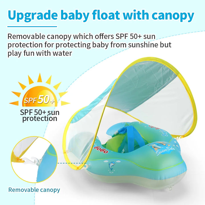 Baby Swimming Float With Canopy Inflatable Infant Ring Kids Pool Accessories Circle Bathing Summer Toys
