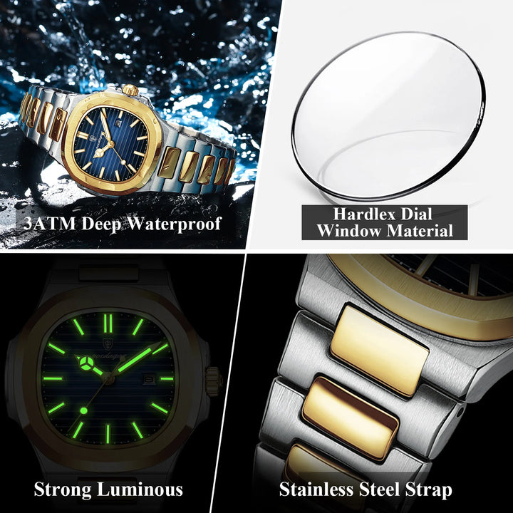 POEDAGAR Luxury Casual Quartz Watch | Waterproof, Luminous Hands, Stainless Steel Band