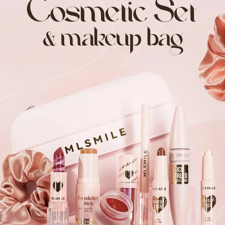 Face Makeup Set Portable Travel Size Lip Mud Mascara Blush Eyeliner Eyeshadow Contour Stick Highlighter Foundation Eyebrow Pen
