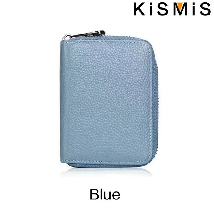 Unisex Genuine Leather Card Holder – Compact with Zipper