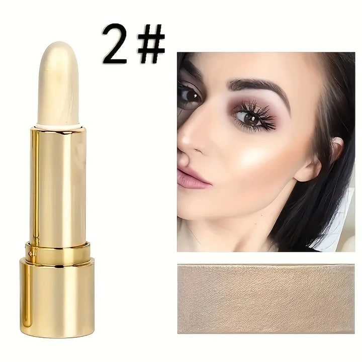 1pc/3pcs/Highlight And Contour Stick, Side Shadow Face Concealer Highlighter Stick, Golden Tube Pearl Shimmering Concealer Stick