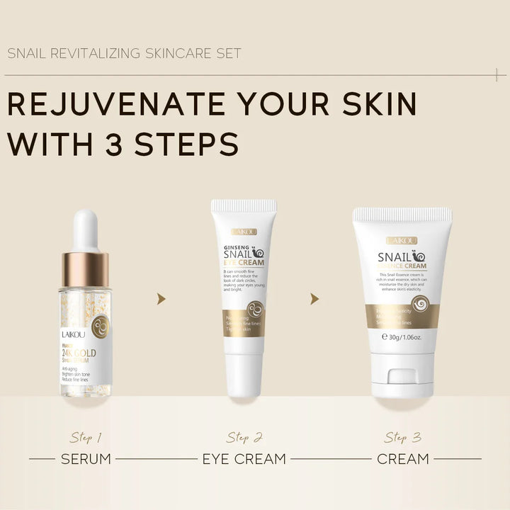 LAIKOU Revitalizing Skincare Set – Snail Moisturizing Cream | Unisex | Face Use | 3-Year Shelf Life