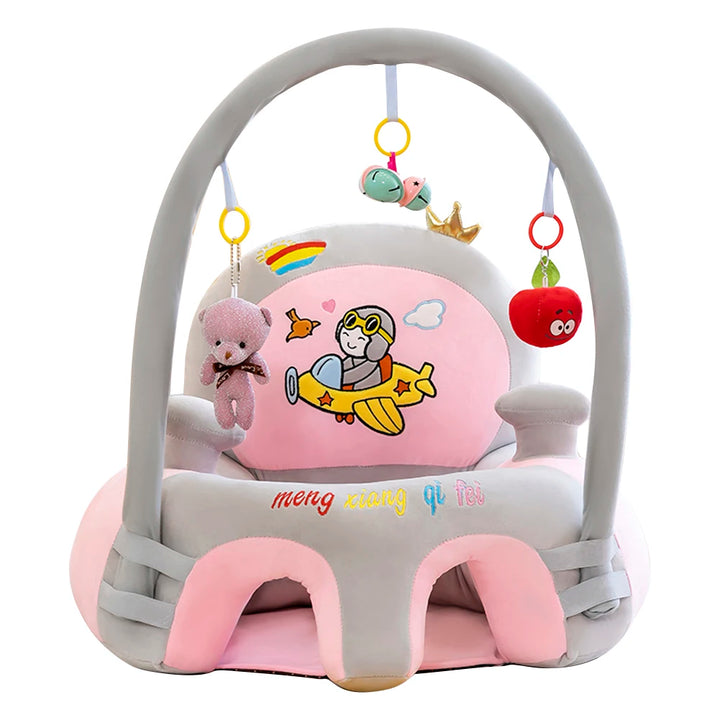 Cartoon Infant Learning Sit Sofa Skin Plush Support Feeding Chair Without Cotton