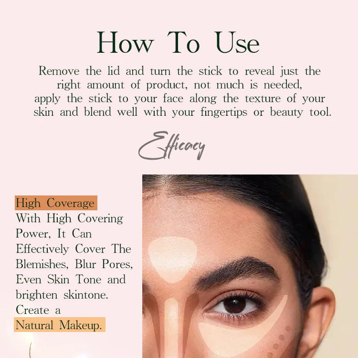 Foundation Stick - Matte Finish, Blendable Cream Formula with Natural Glow, Long-Lasting, Waterproof, Easy-to-Use Makeup