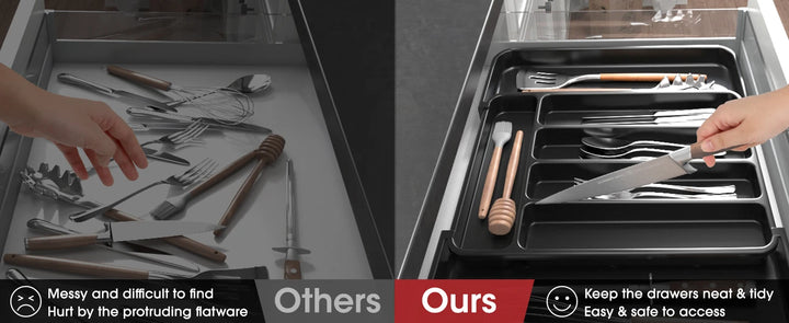 Optimize your kitchen space with this expandable cutlery drawer organizer