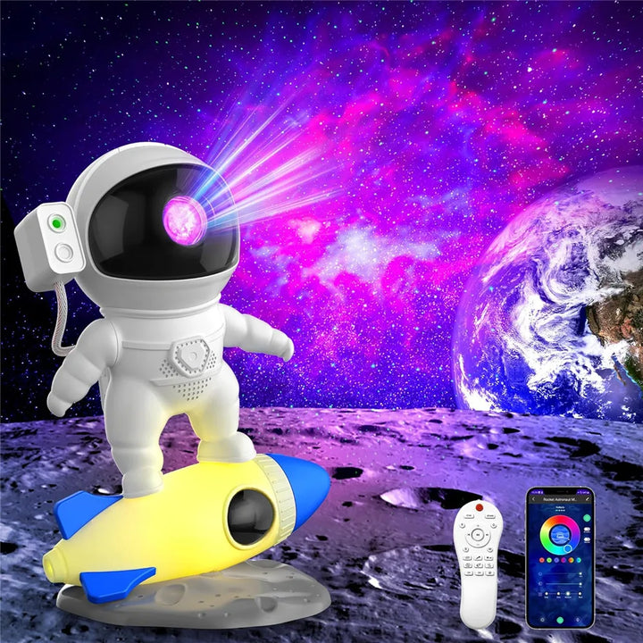 Galaxy Projector Rocket Astronaut – LED Night Light 5V for Bedroom or Gift