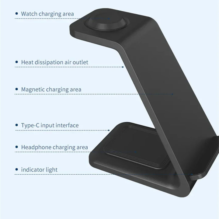VIKEFON 30W Wireless Charger for iPhone – Type-C, Stand & Cable